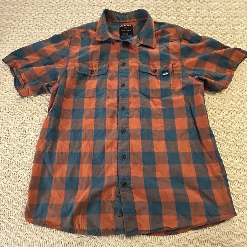 Kavu‎ Plaid Men's Short Sleeve Fits Like Medium Small Rip